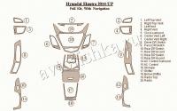 Декоративные накладки салона Hyundai Elantra 2014-н.в. полный набор, с навигацией.