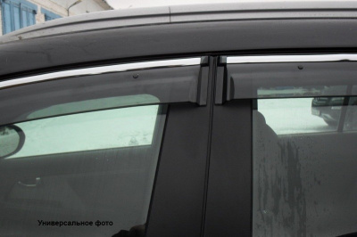 Subaru Legacy (09–) Дефлекторы боковых окон с хромированным молдингом, OEM стиль, седан