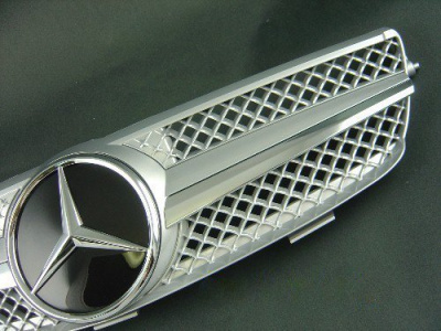 Mercedes CLK W209 (03-09) решетка радиатора серебристая, дизайн Big Star, стиль SL-class 2008 года